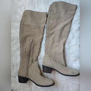 Vince Camuto Bendra tall suede boot taupe